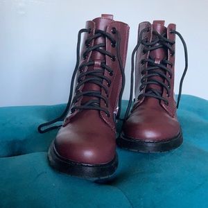 Burgundy combat boots Size 6